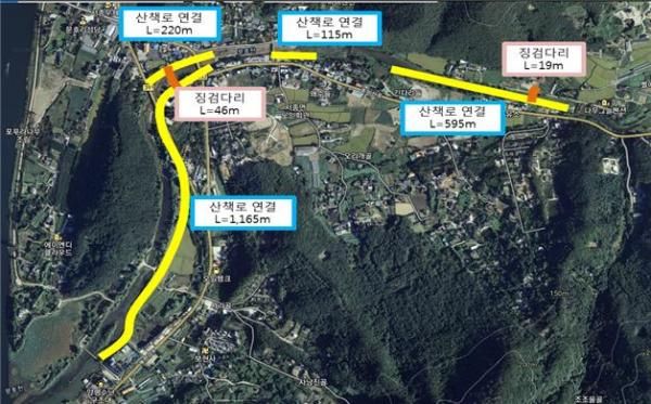 문호천~북한강 산책로 연결사업 위치도