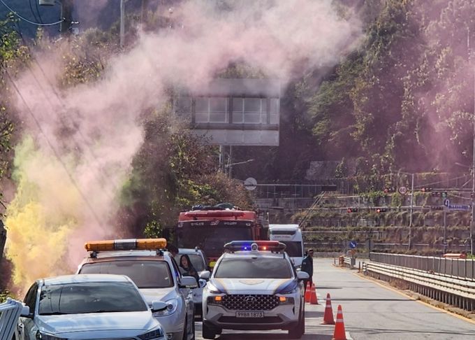 토평강변로에서 실시된 겨울철 대비 대설 대응 교통 소통 현장훈련