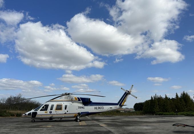 고창군 가을철 산불예방을 위한 진화헬기 전진배치