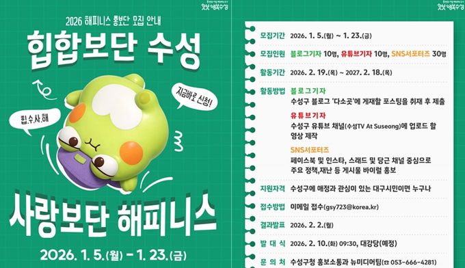 ‘2026년 해피니스 홍보단’ 모집 포스터