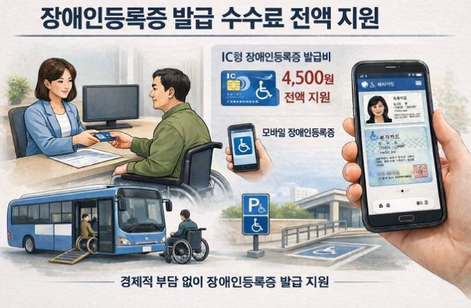 모바일 장애인등록증 이용을 위해 경주시가 IC형 장애인등록증 발급 수수료를 전액 지원한다.