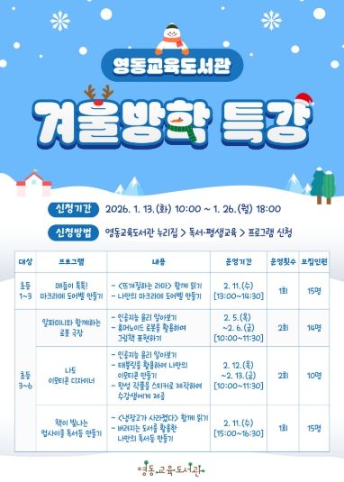 영동교육도서관-책과 인공지능을 잇는 겨울방학 프로그램